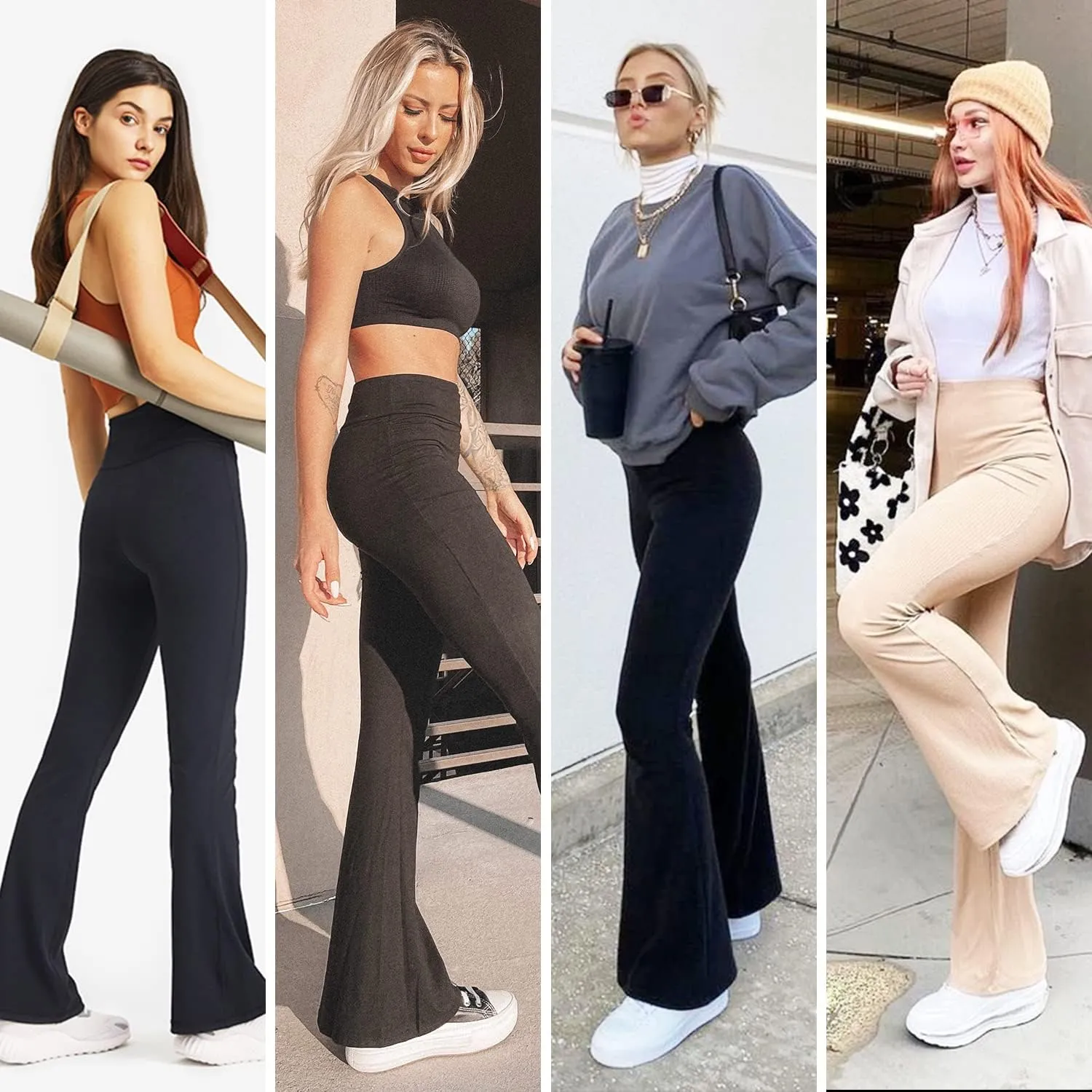 MOREFEEL Womens Bootcut Yoga Pants - Flare Leggings for Women High Waisted Active Leggings Workout Lounge Jazz Dress Pants