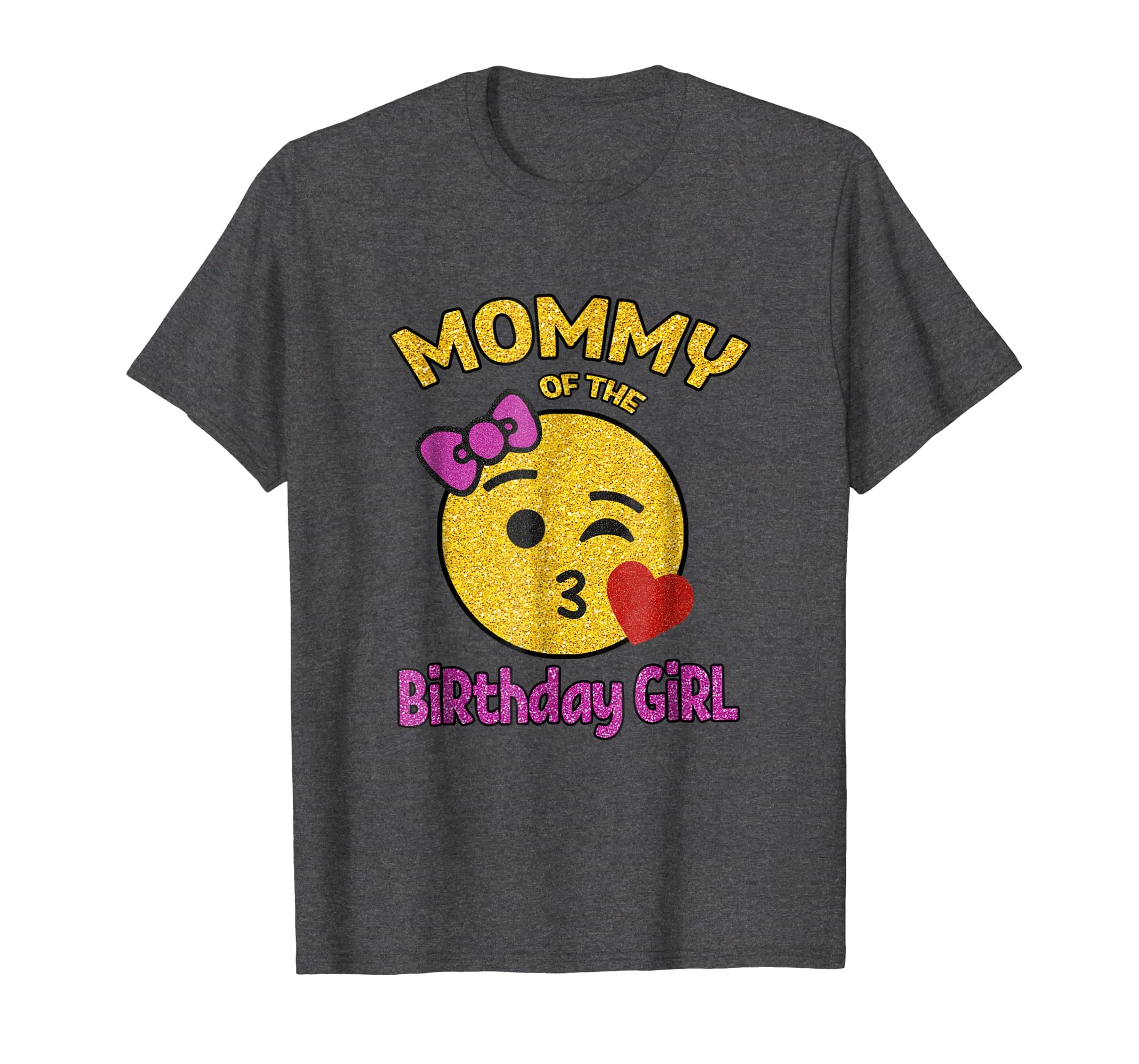 Mother of the Birthday Girl Emoji Pink Shirt Kiss Heart Tee