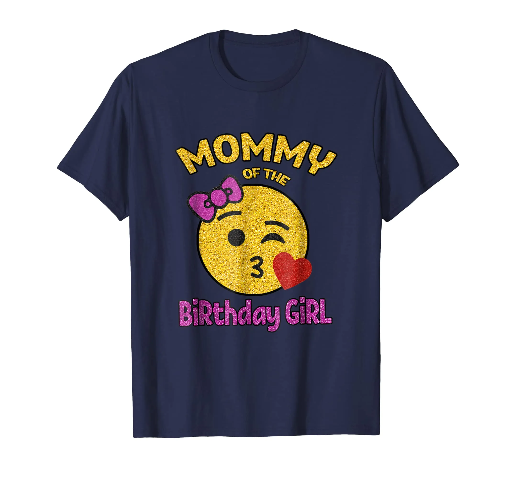Mother of the Birthday Girl Emoji Pink Shirt Kiss Heart Tee