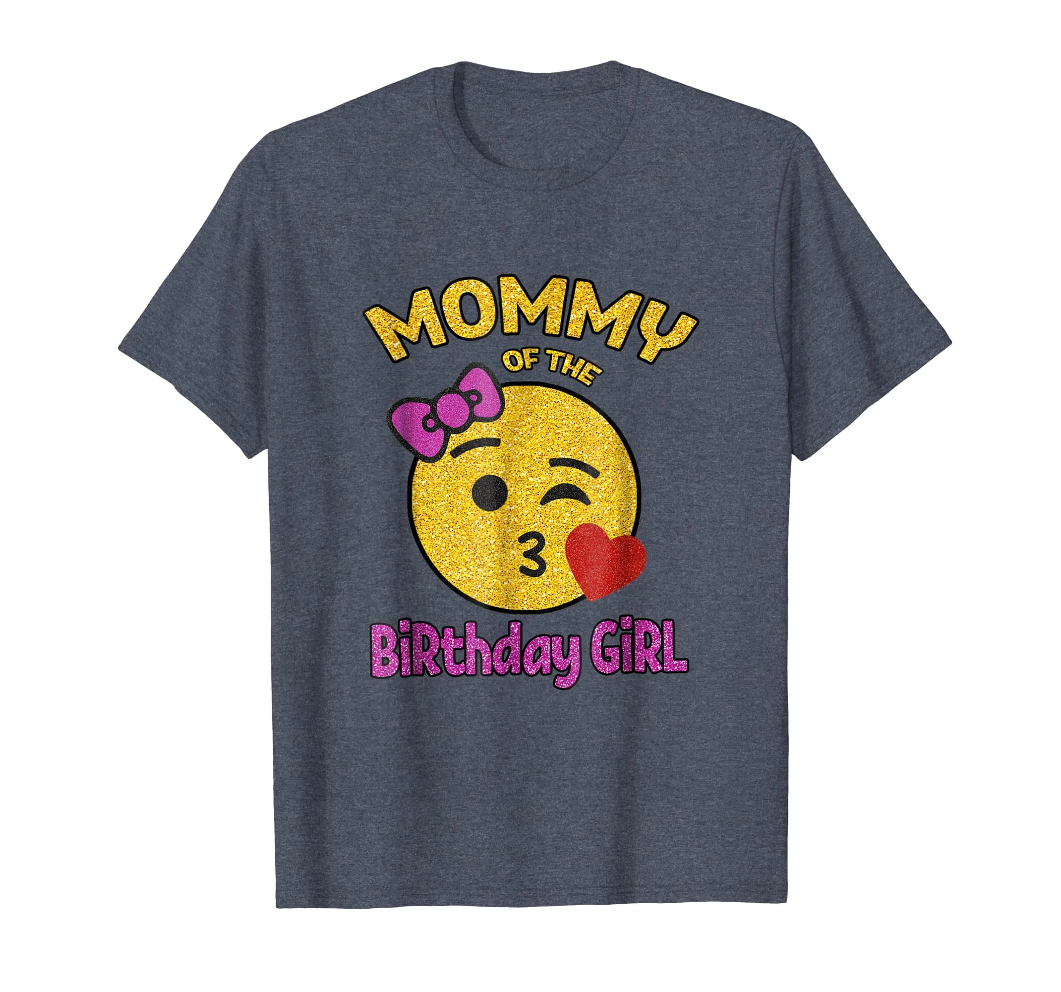 Mother of the Birthday Girl Emoji Pink Shirt Kiss Heart Tee