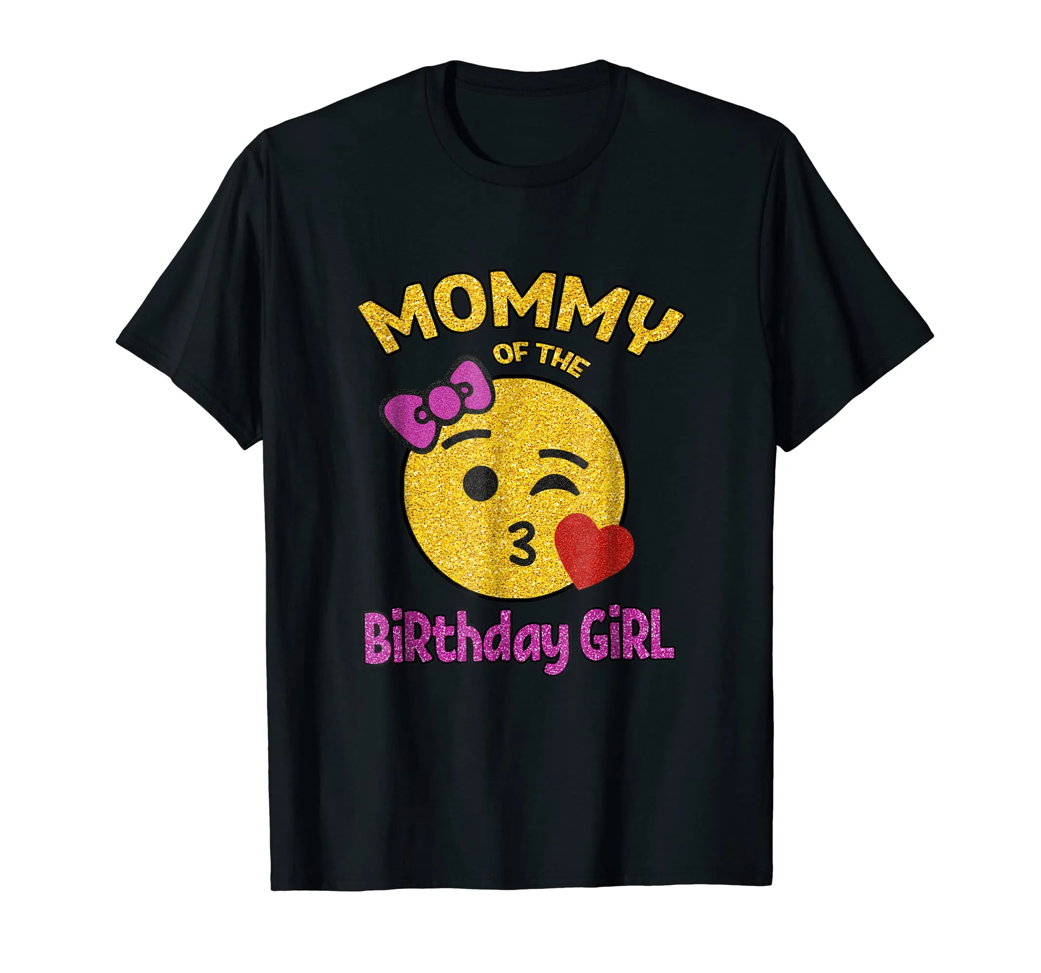Mother of the Birthday Girl Emoji Pink Shirt Kiss Heart Tee