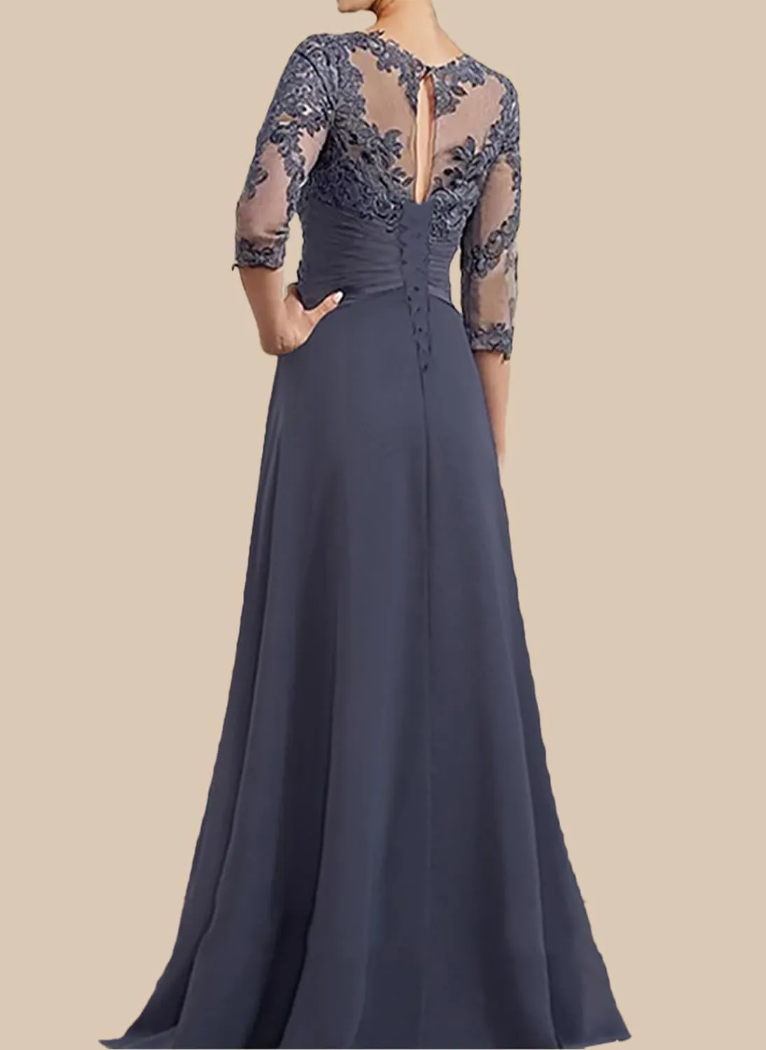 Mother of The Bride Dresses for Wedding Long Sleeves Lace Formal Evening Dress Ruffles Mother of Groom Dresses YB20