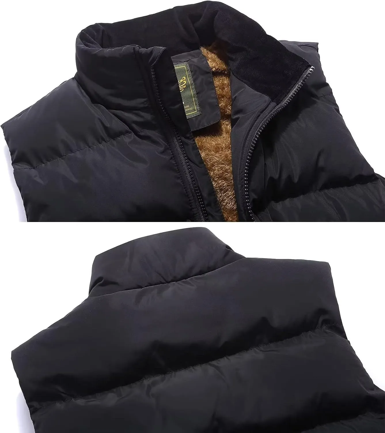 Msmsse Men's Winter Outerwear Vests Puffer Fleece Lined Quilted Vest Casual Sleeveless Jacket