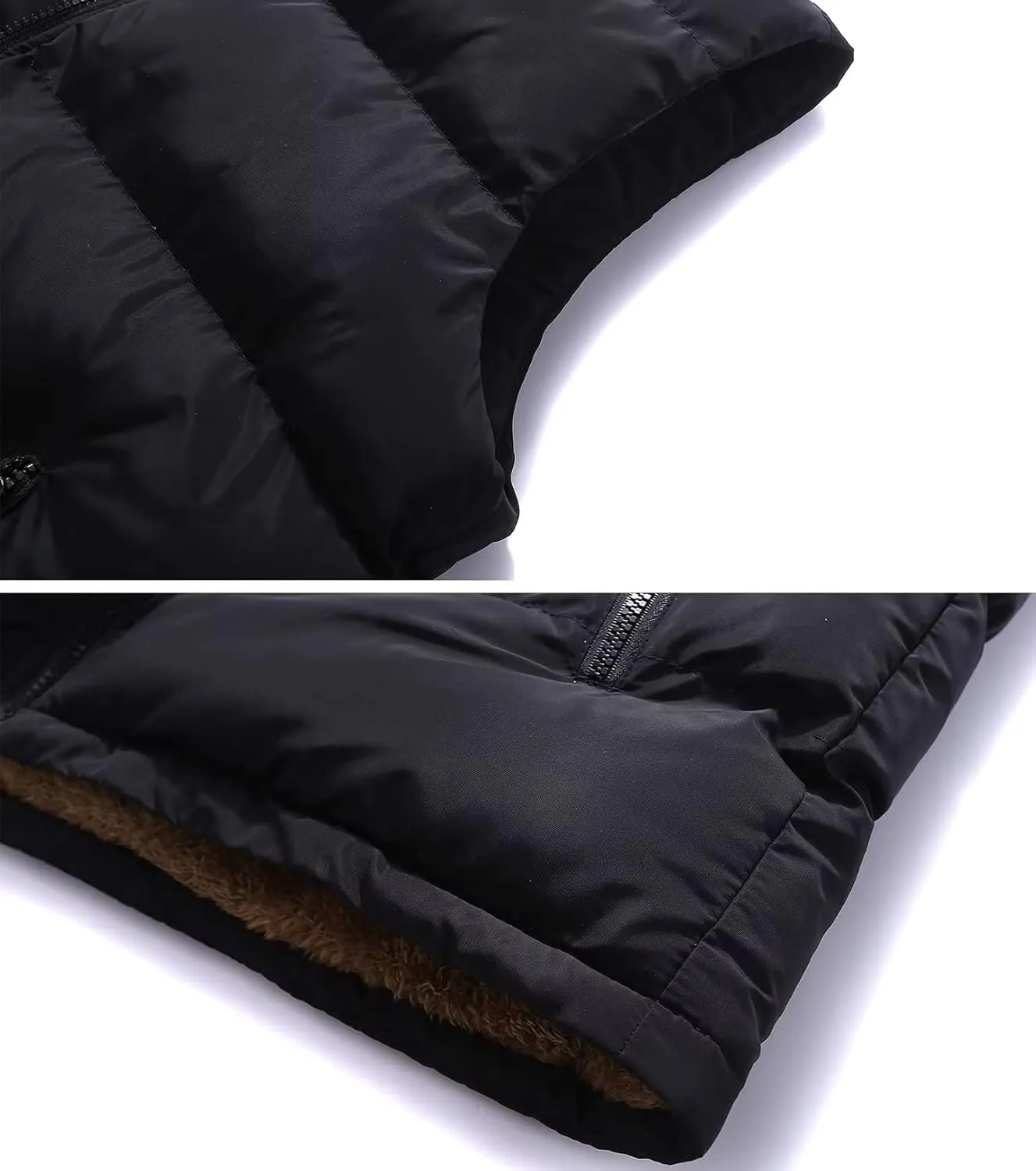 Msmsse Men's Winter Outerwear Vests Puffer Fleece Lined Quilted Vest Casual Sleeveless Jacket