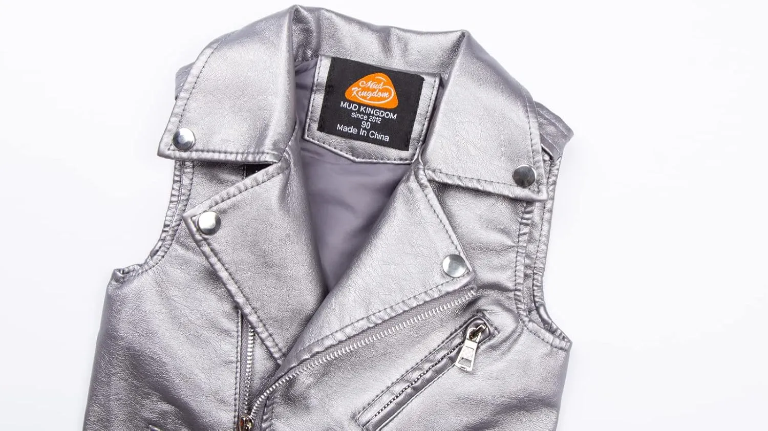 Mud Kingdom Kids Boys Faux Leather Motorcycle Vests PU Sleeveless Zipper Multi-pocket Fashion