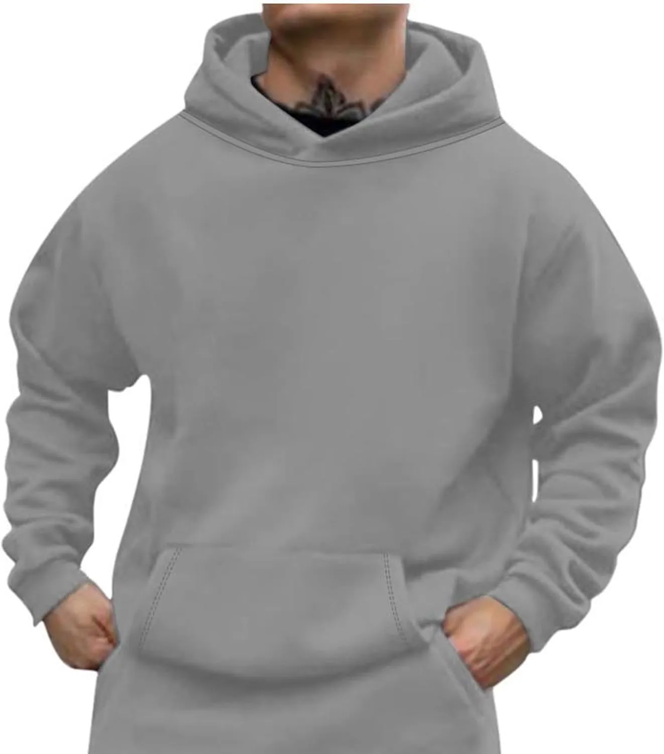 Muscularfit Men's Hoodies 2024 Fashion Long Sleeve Solid Casual Pullover Shirt Big and Tall Gym Workout Hooded Sweatshirts