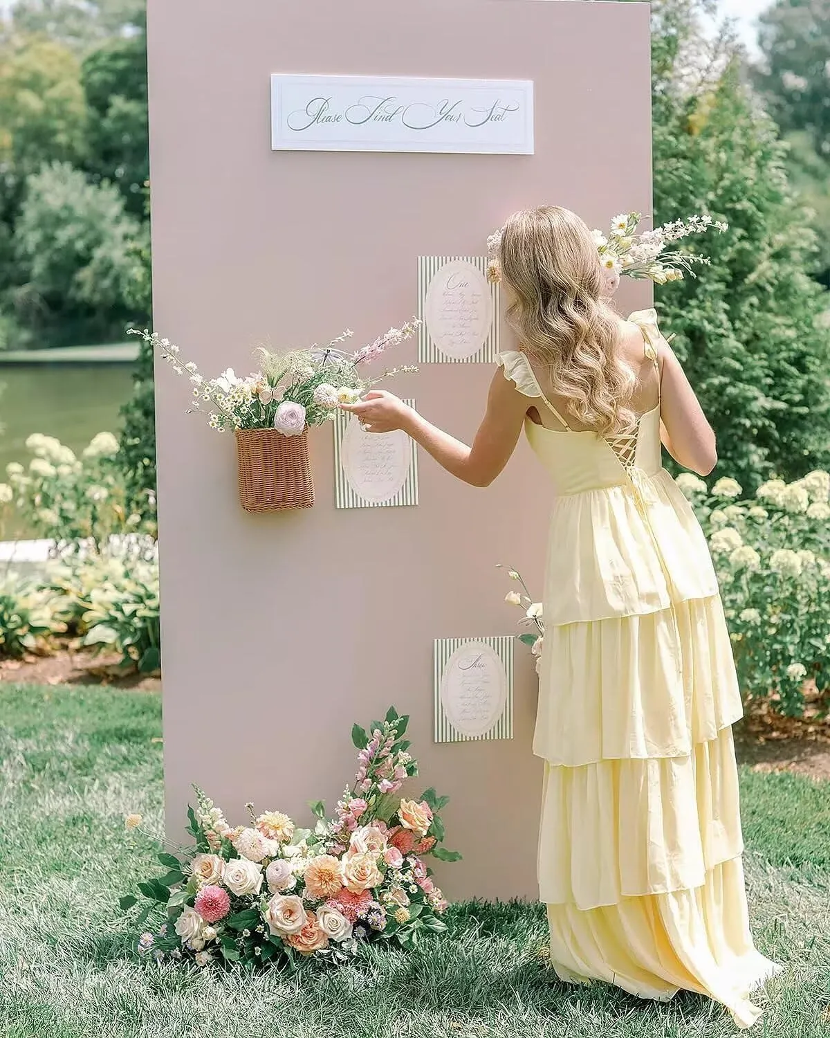 NLQ Tiered Bridesmaid Dresses Slit Ruffles Chiffon Formal Evening Dress for Women