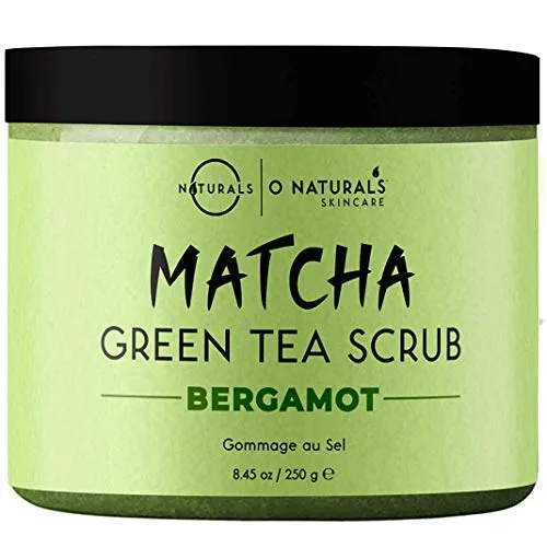 O Naturals Mens Exfoliating Matcha & Bergamot Scrub, for Face Body & Foot. Anti-Aging Mens Skin Care Routine. Blackhead & Helps Acne Pore Minimizer Ultra Hydrating Organic Oils 8.45oz