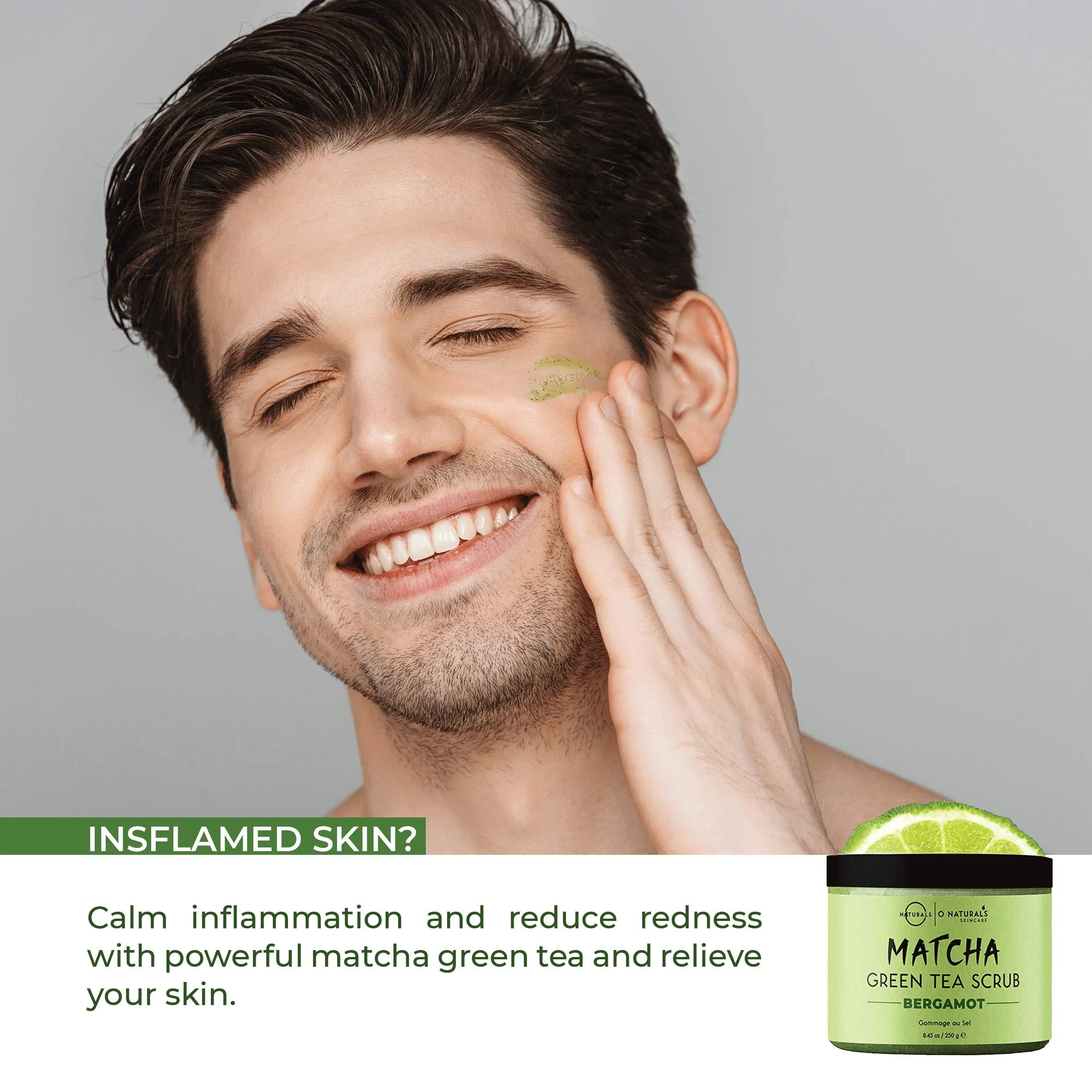 O Naturals Mens Exfoliating Matcha & Bergamot Scrub, for Face Body & Foot. Anti-Aging Mens Skin Care Routine. Blackhead & Helps Acne Pore Minimizer Ultra Hydrating Organic Oils 8.45oz