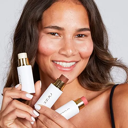 Ogee Face Stick Trio - Contour Stick Makeup Collection - Certified Organic Bronzer, Blush Stick, and Highlighter Stick for a Flawless Look