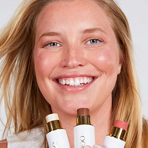 Ogee Face Stick Trio - Contour Stick Makeup Collection - Certified Organic Bronzer, Blush Stick, and Highlighter Stick for a Flawless Look