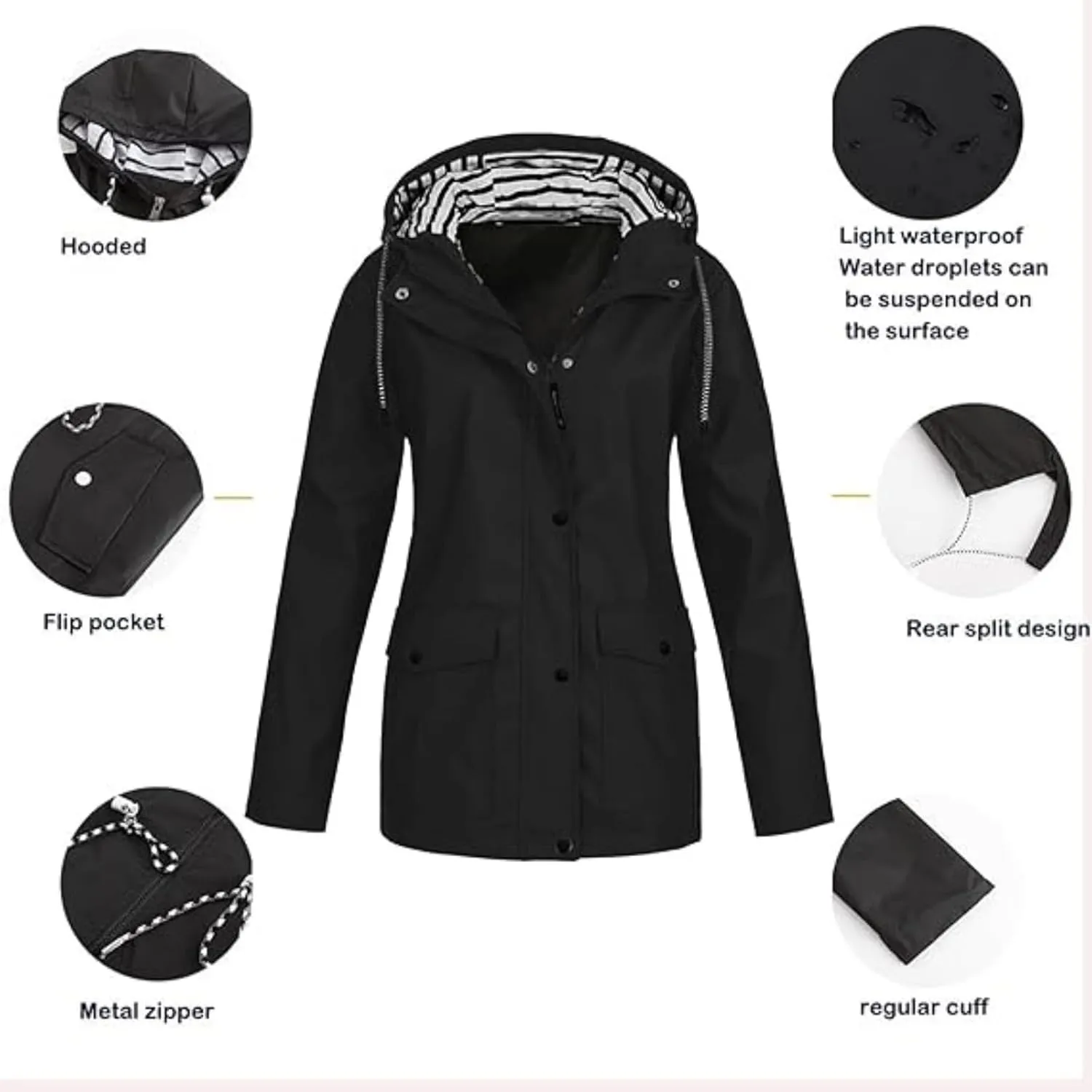 OIOLOYJM Yellow Rain Jacket Womens Waterproof with Hood Rain Coat with Hood Women Plus Size Winter Coats for Women Raincoats