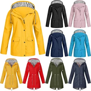 OIOLOYJM Yellow Rain Jacket Womens Waterproof with Hood Rain Coat with Hood Women Plus Size Winter Coats for Women Raincoats