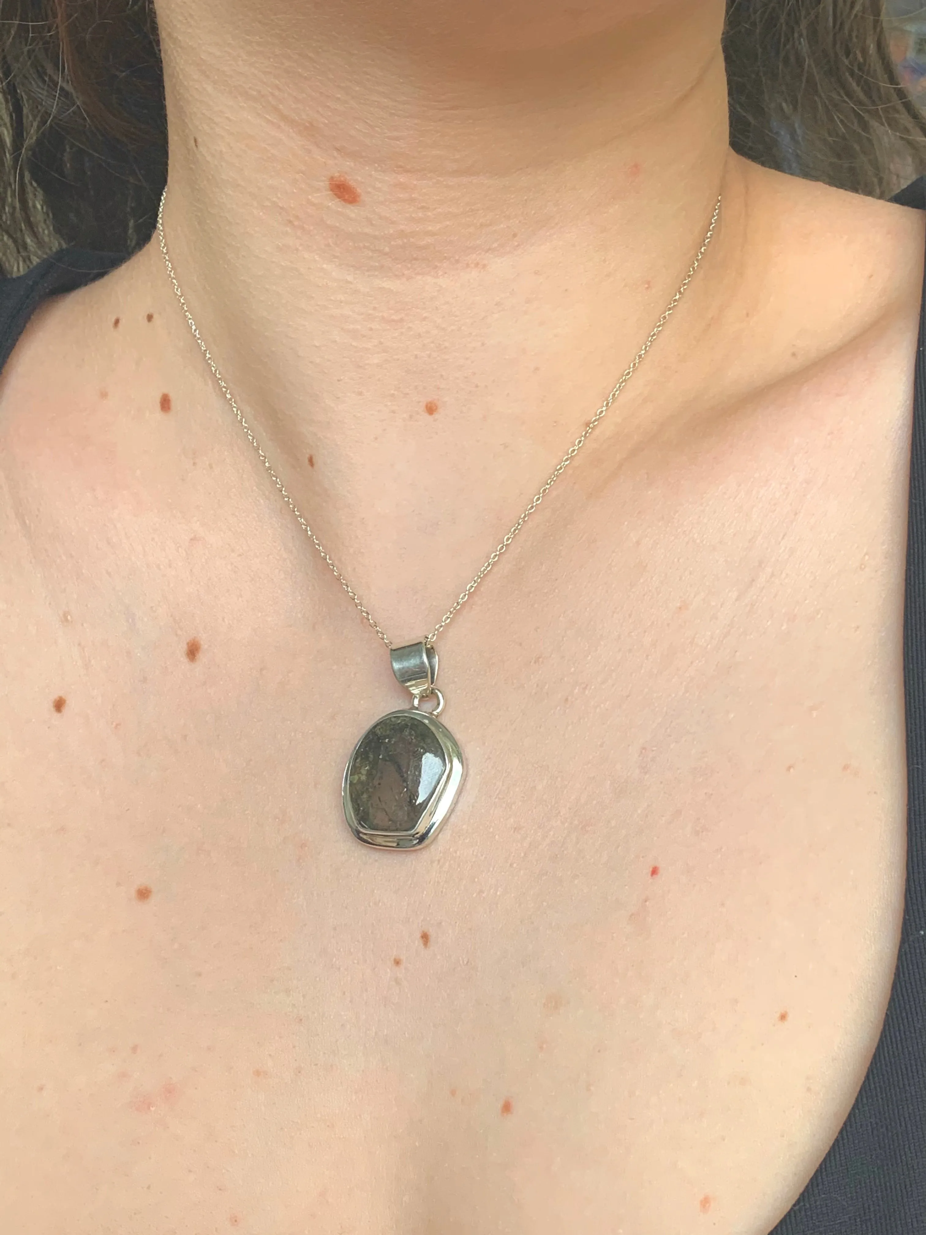 Olive Green Tourmaline Naevia Pendant - Freeform