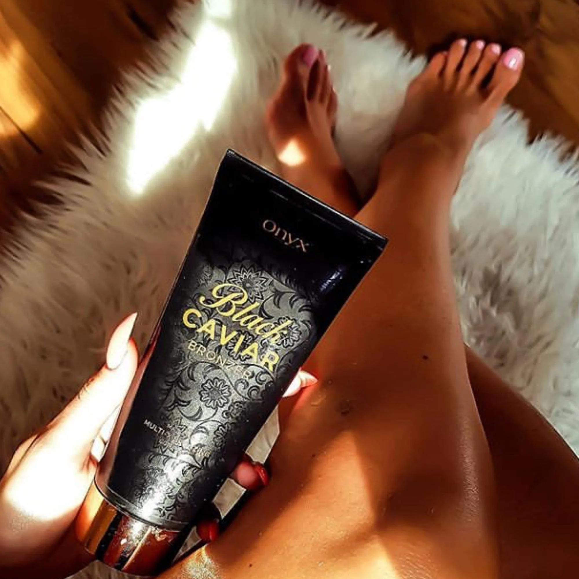 Onyx Black Caviar Dark Tanning Lotion - Black Bronzer & Tan Enhancer - Insanely Dark Tan Results - Tanning Bed Lotion for Men & Women - Tinted Moisturizer for Bronze Skin