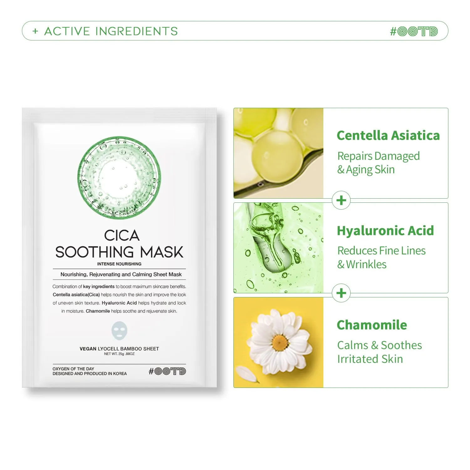 #OOTD Hydrating Soothing Sheet Masks Gift Set for Skincare, Korean Vegan Sheet Mask for Dry, Sensitive Skin, Calming, Smoothing, Brightening, Collagen, Ceramide, Cica, Hyaluronic Acid 30EA