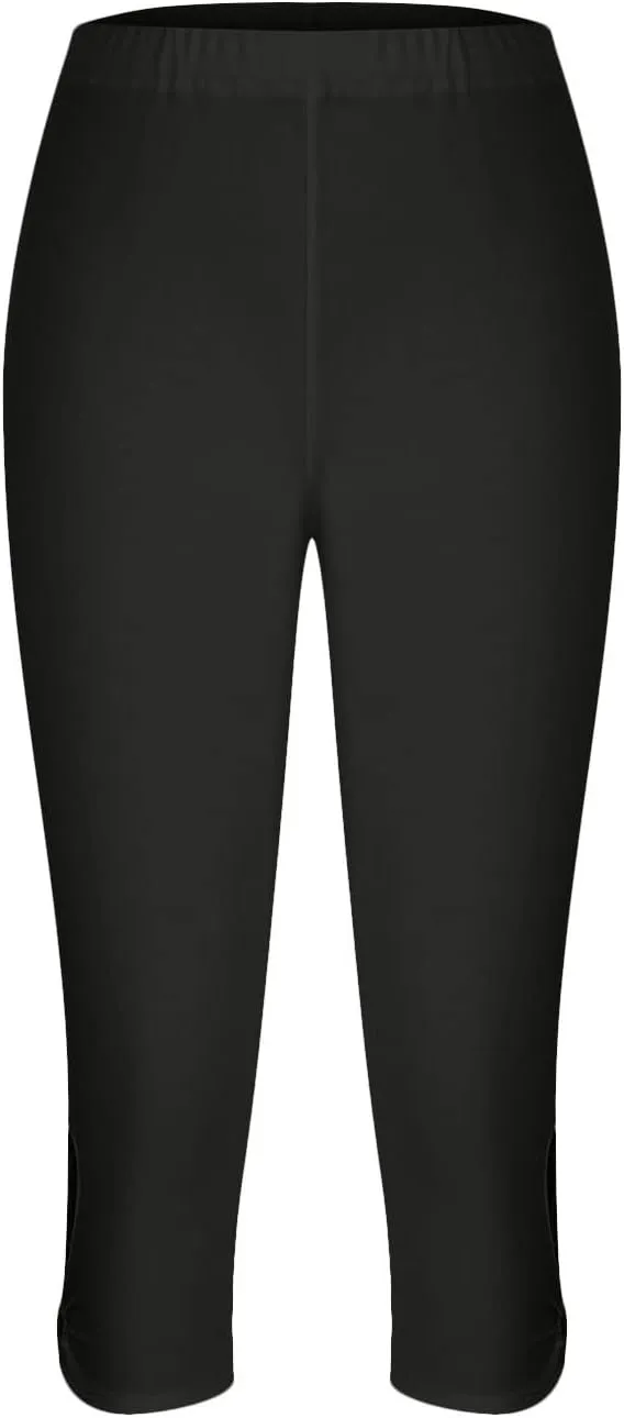 Oplxuo Womens Knee Length Capri Leggings Floral Lace High Waist Leggings Skinny Cropped Workout Yoga Pants Sport Casual Pants