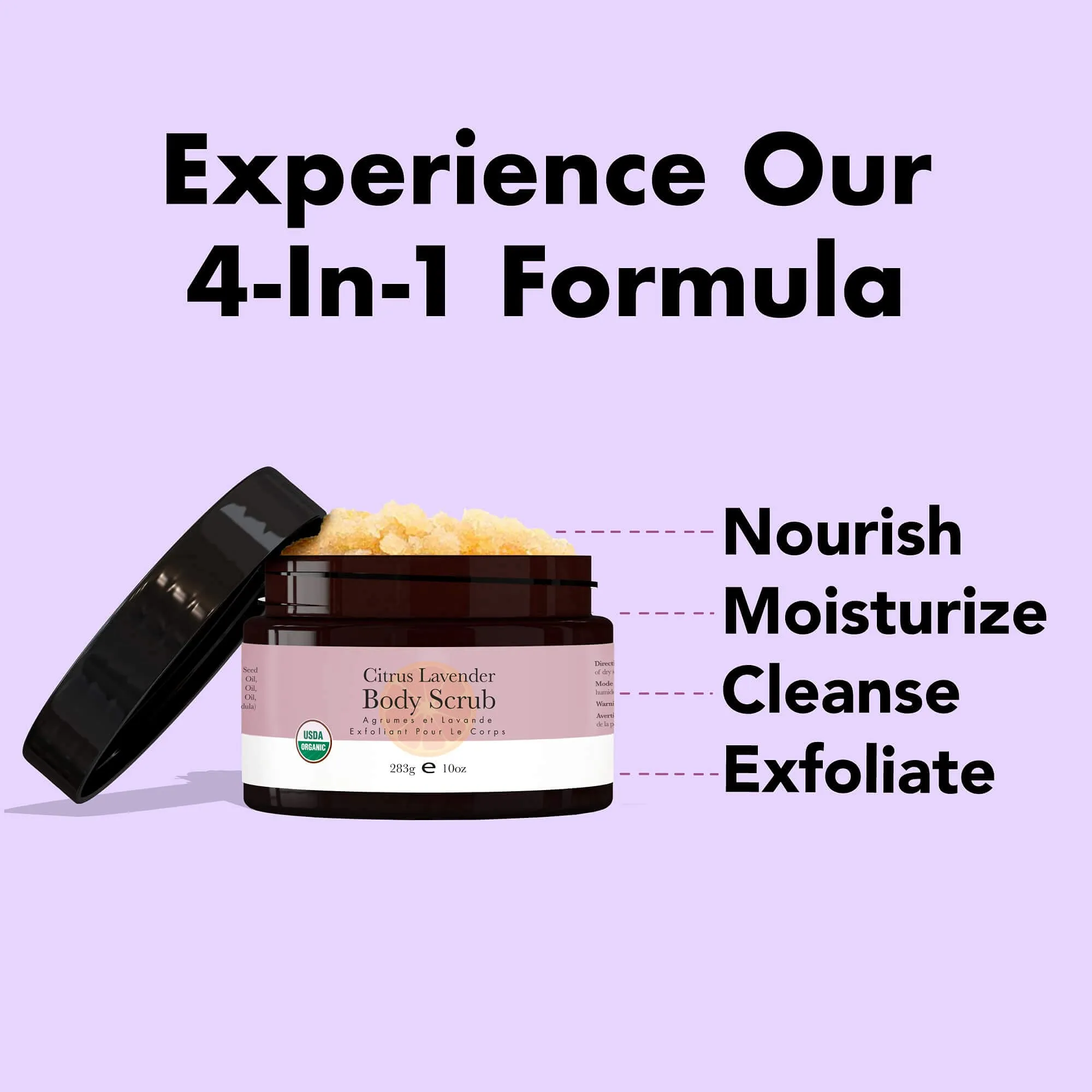 Organic Body Scrub - Citrus Lavender Sugar Scrub for Body Polish, Exfoliating Body Scrub Exfoliator & Foot Scrub, Body Exfoliator, Body Scrubs for Women Exfoliation, Sugar Scrubs for Women & Men