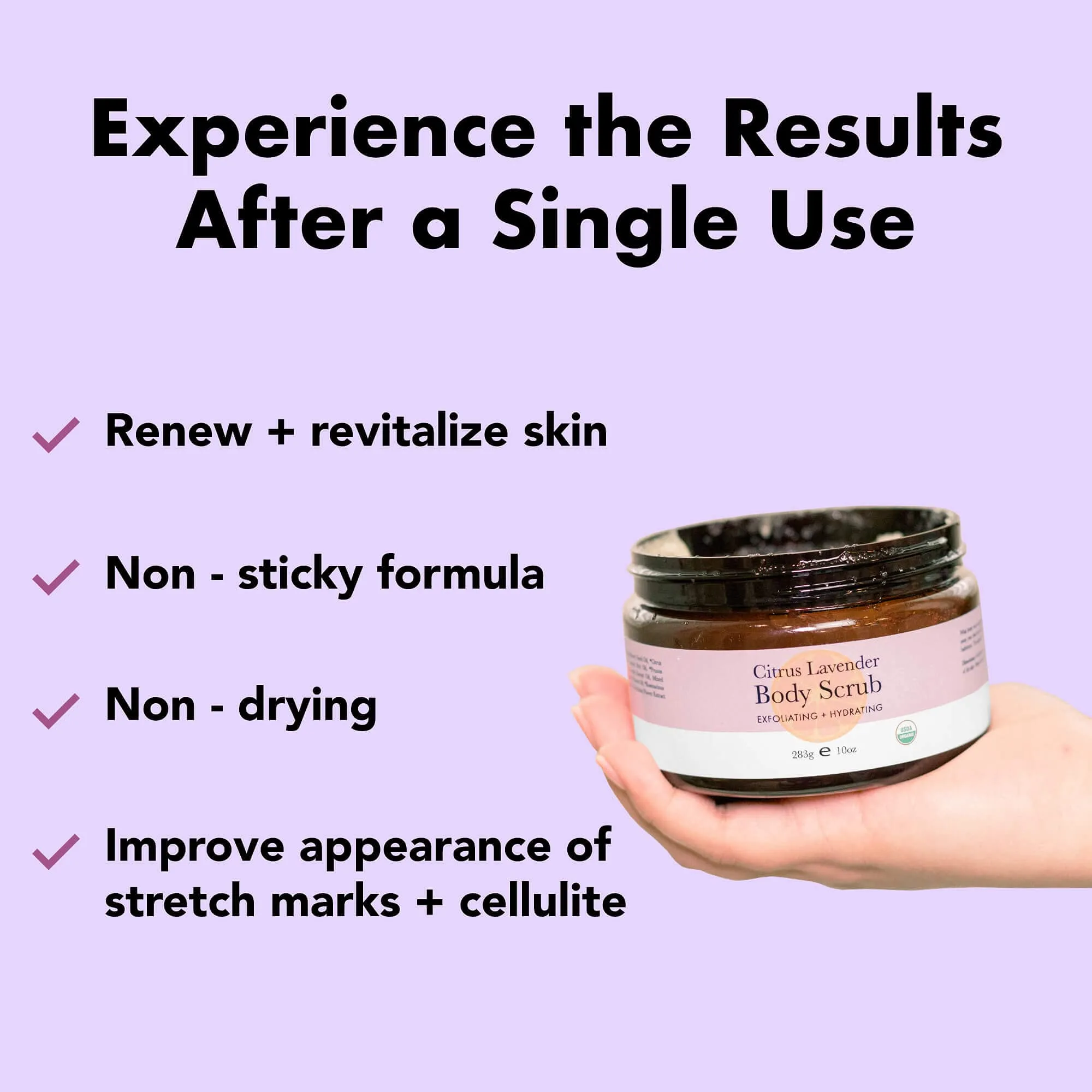 Organic Body Scrub - Citrus Lavender Sugar Scrub for Body Polish, Exfoliating Body Scrub Exfoliator & Foot Scrub, Body Exfoliator, Body Scrubs for Women Exfoliation, Sugar Scrubs for Women & Men