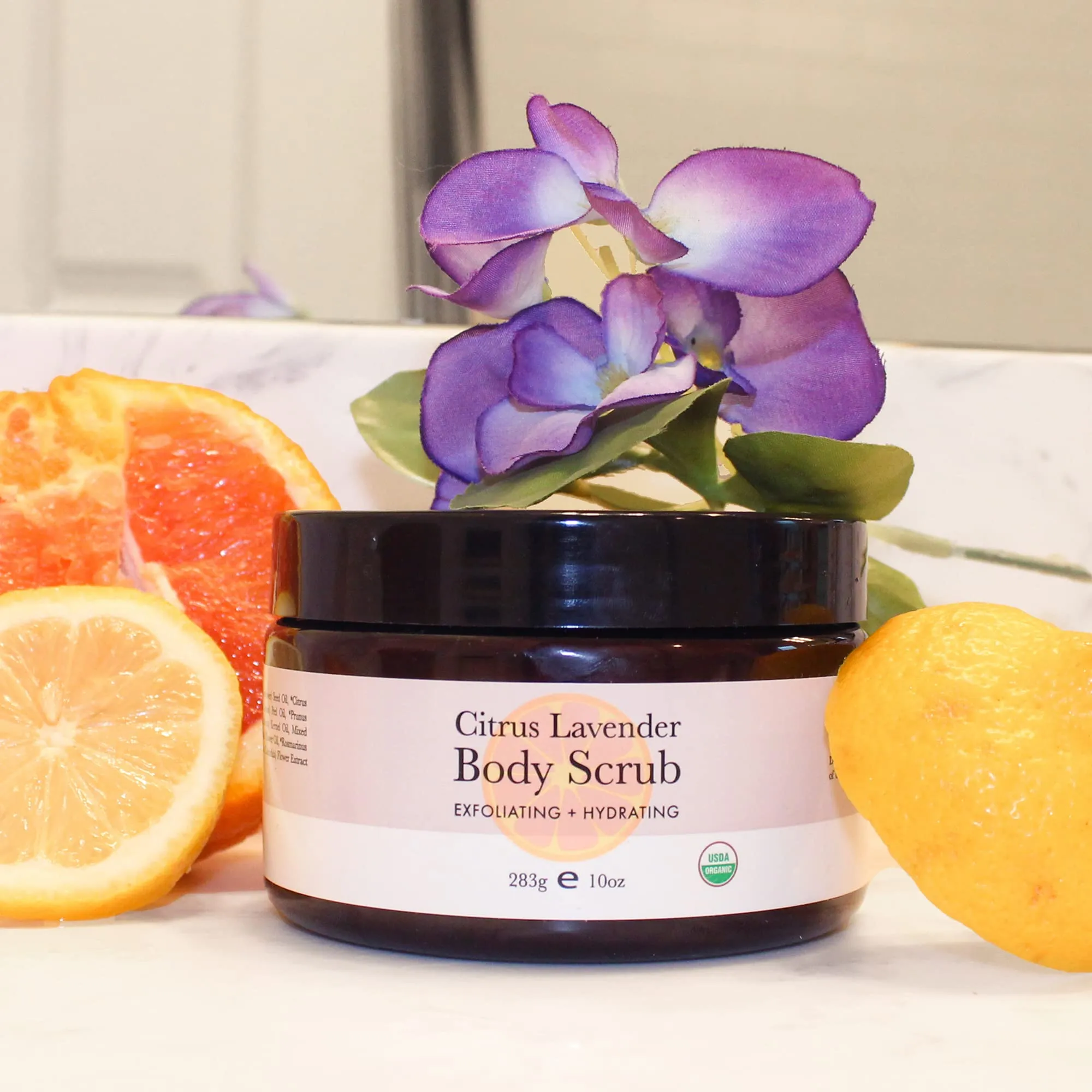 Organic Body Scrub - Citrus Lavender Sugar Scrub for Body Polish, Exfoliating Body Scrub Exfoliator & Foot Scrub, Body Exfoliator, Body Scrubs for Women Exfoliation, Sugar Scrubs for Women & Men