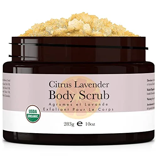 Organic Body Scrub - Citrus Lavender Sugar Scrub for Body Polish, Exfoliating Body Scrub Exfoliator & Foot Scrub, Body Exfoliator, Body Scrubs for Women Exfoliation, Sugar Scrubs for Women & Men