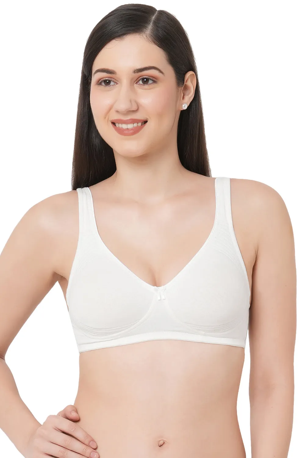 Organic Cotton  Antimicrobial  Seamless Side Support Bra-ISB057-Milky White-