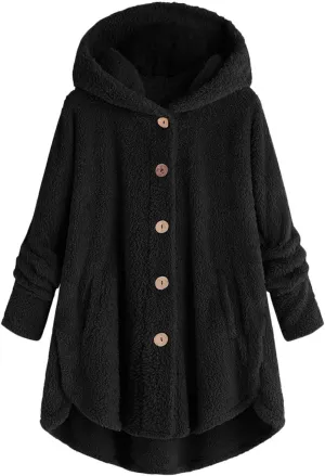 Outdoor Outerwear Long Hooded Button Sleeve Plus Size Women Women'S Coat with Hood Hiking Jacket Women Plus Size