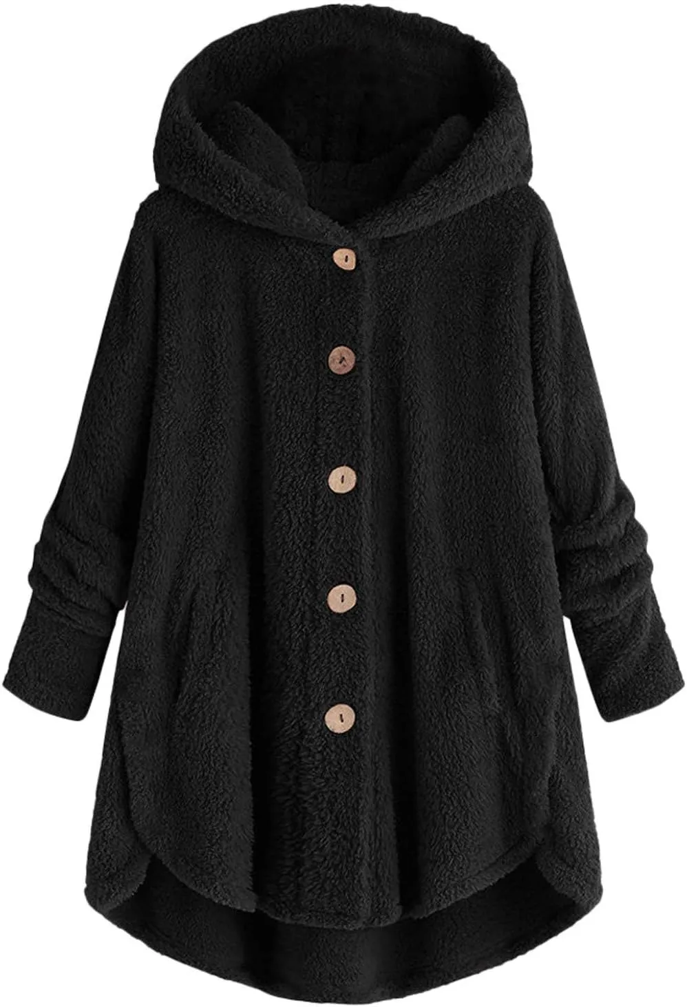 Outdoor Outerwear Long Hooded Button Sleeve Plus Size Women Women'S Coat with Hood Hiking Jacket Women Plus Size