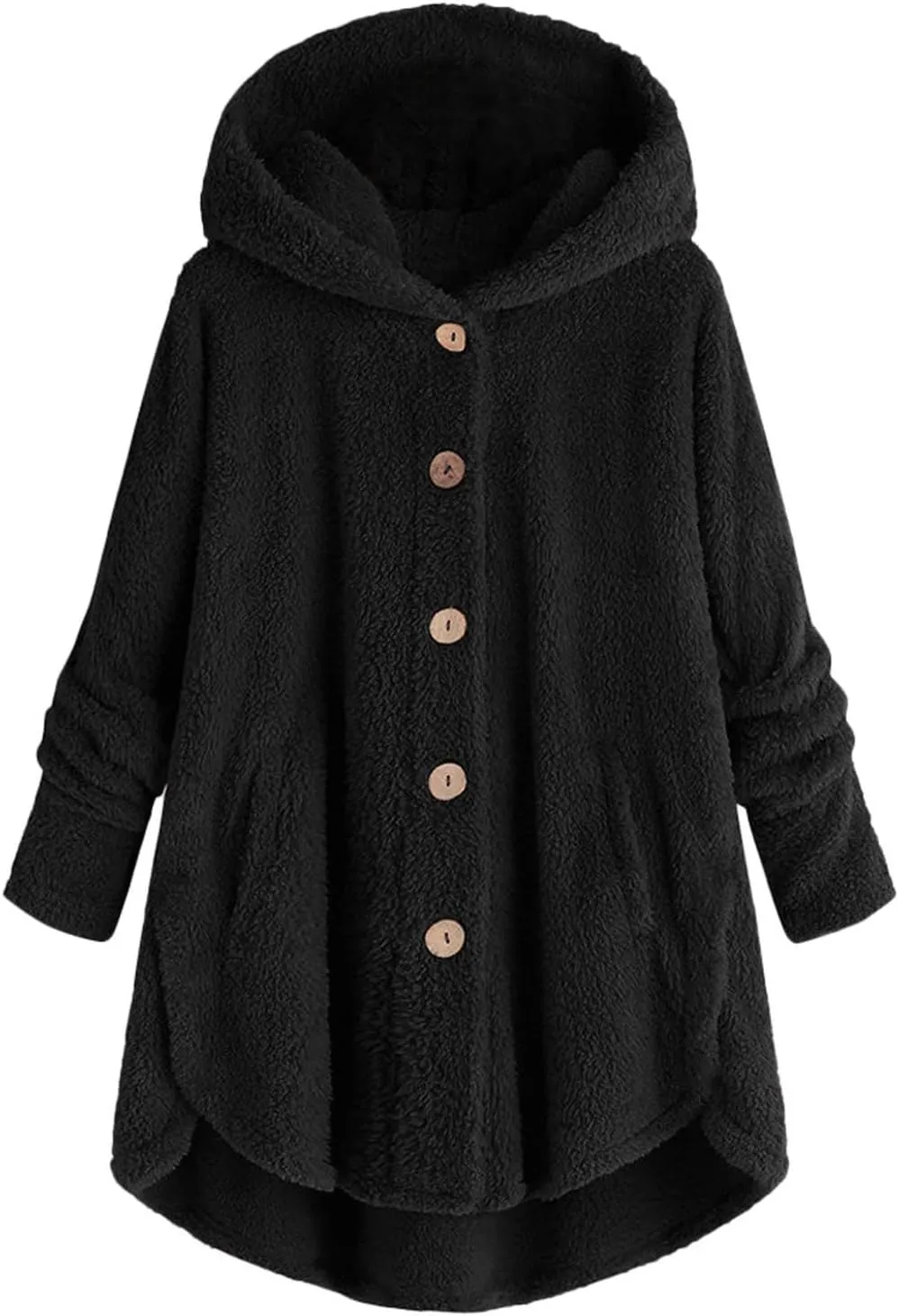 Outdoor Outerwear Long Hooded Button Sleeve Plus Size Women Women'S Coat with Hood Hiking Jacket Women Plus Size