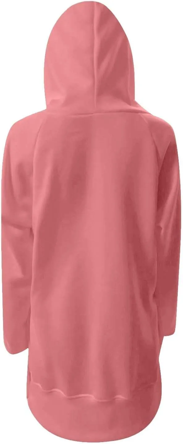 Oversized Hoodie Dress for Women Casual Warm Drawstring Long Sweatshirt with Pocket Fashion Split Hem Long Sleeve Hoodies