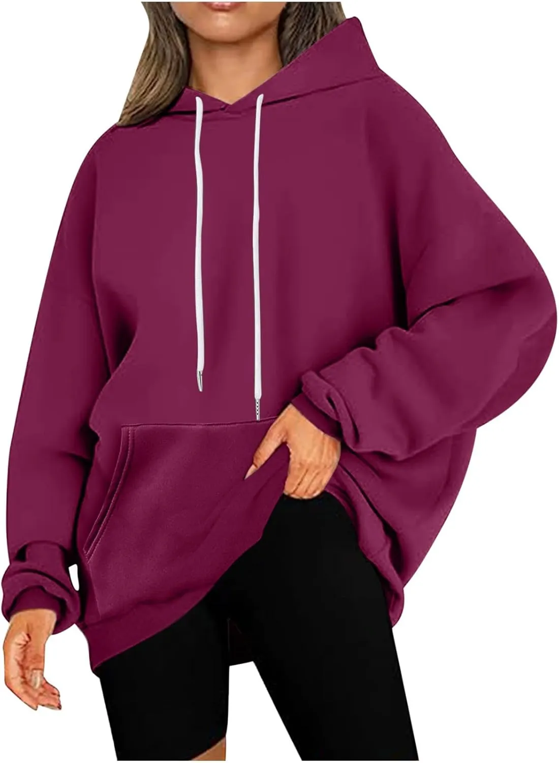 Oversized Hoodie For Women Trendy 2023 Fall Outfits Solid Long Sleeve Comfy Pullover Tops Dressy Casual Y2K Clothes