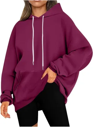 Oversized Hoodie For Women Trendy 2023 Fall Outfits Solid Long Sleeve Comfy Pullover Tops Dressy Casual Y2K Clothes