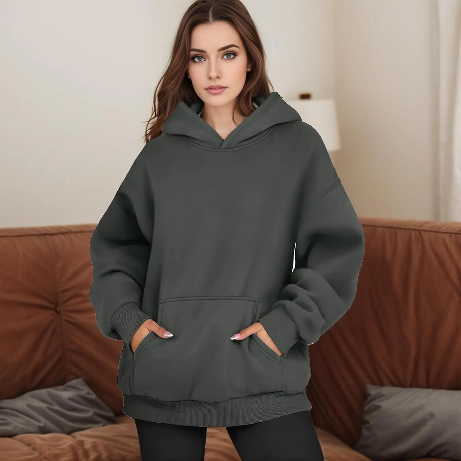 Oversized Hoodies for Women Fleece Plus Size Sweatshirts with Pocket Casual Pullover Tops Fall Winter Outfits
