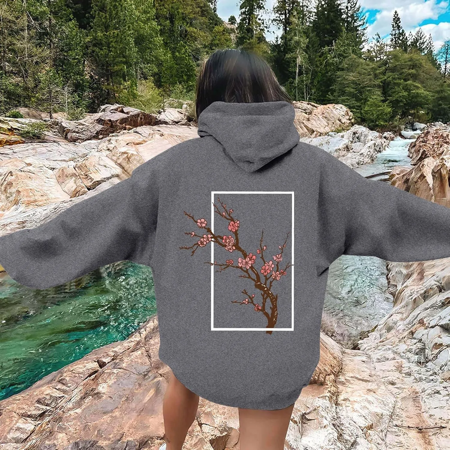 Oversized Hoodies for Women Plus Size Casual Graphic Sweatshirts Y2K Trendy Fall Pullover Top Teen Girls Cute Clothes