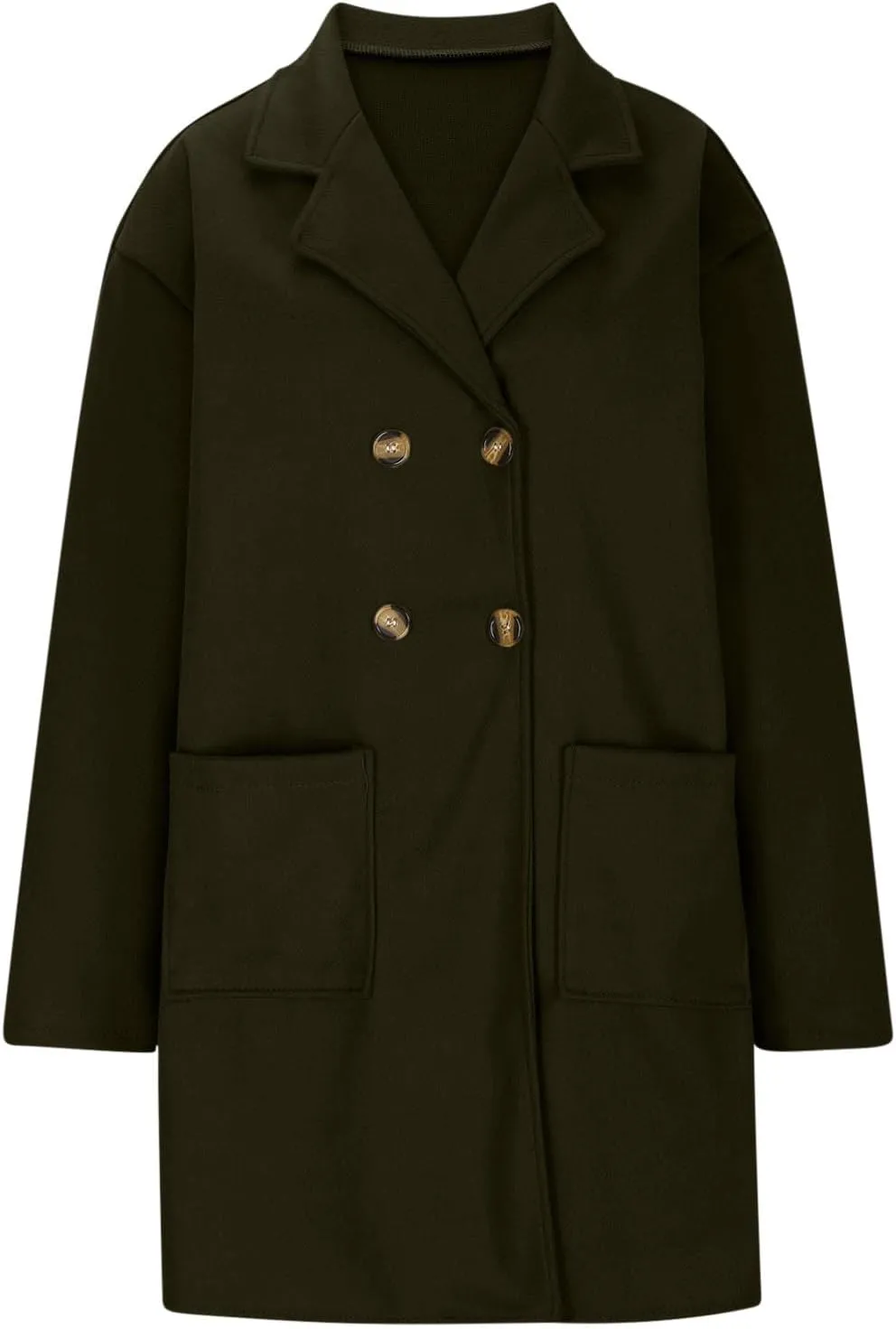 Pea Coats for Women Double Breasted Wool Blend Long Jackets Winter Classic Fitted Notch Lapel Collar Trench Coat