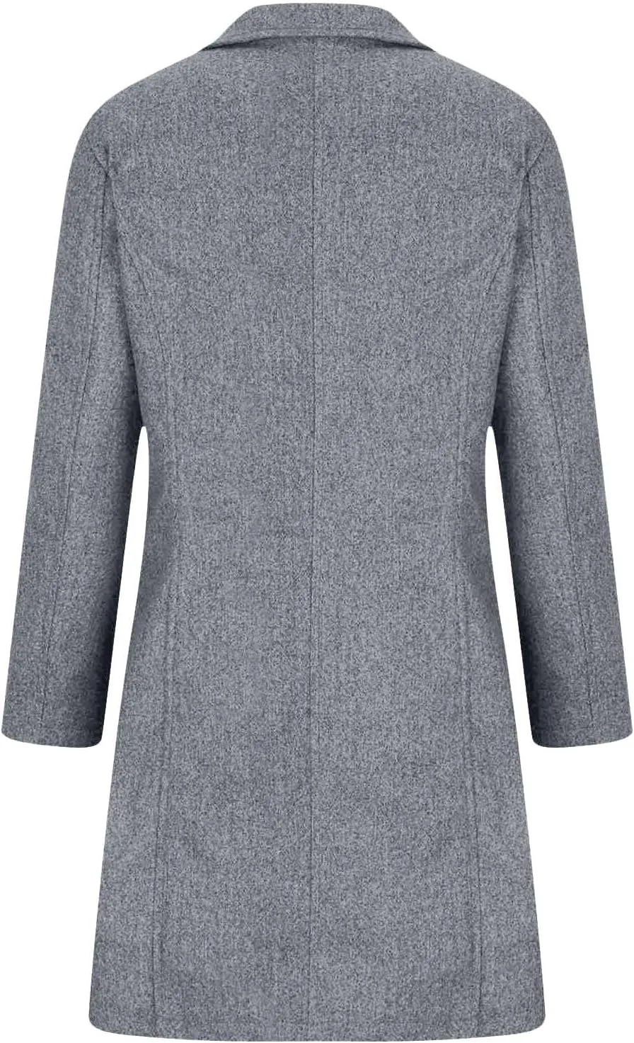 Pea Coats for Women Winter Wool Blend Trench Coat Single Breasted Mid-Thigh A-Line Pea Coat Overcoat with Pockets