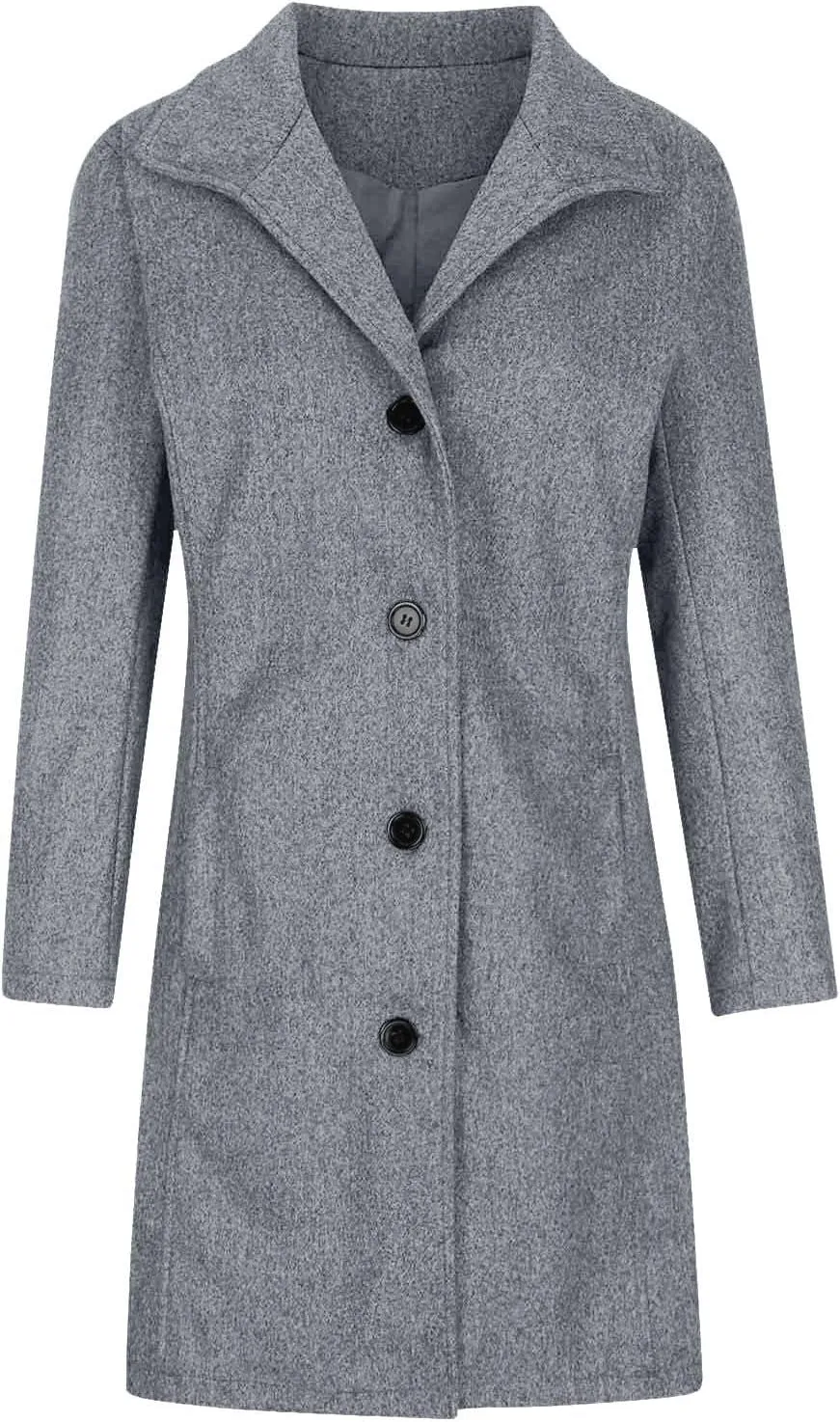 Pea Coats for Women Winter Wool Blend Trench Coat Single Breasted Mid-Thigh A-Line Pea Coat Overcoat with Pockets
