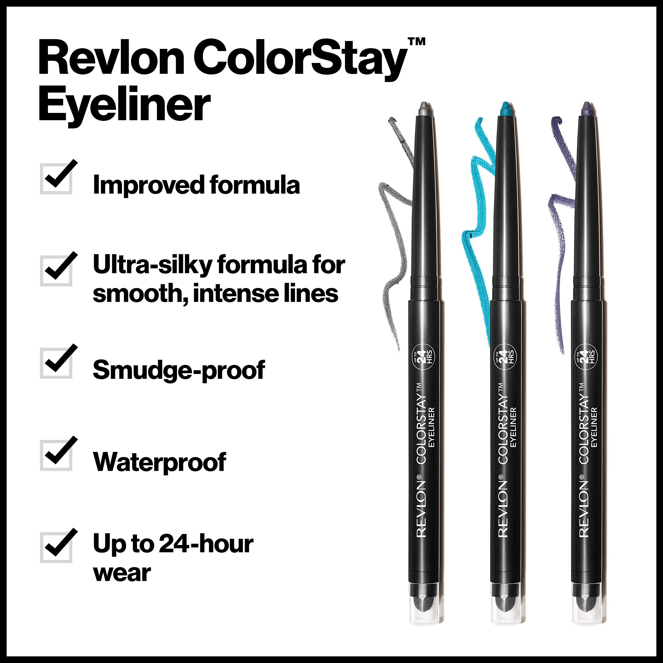 Pencil Eyeliner by Revlon, ColorStay Eye Makeup with Built-in Sharpener, Waterproof, Smudgeproof, Longwearing with Ultra-Fine Tip, Black Brown, 0.01 Oz