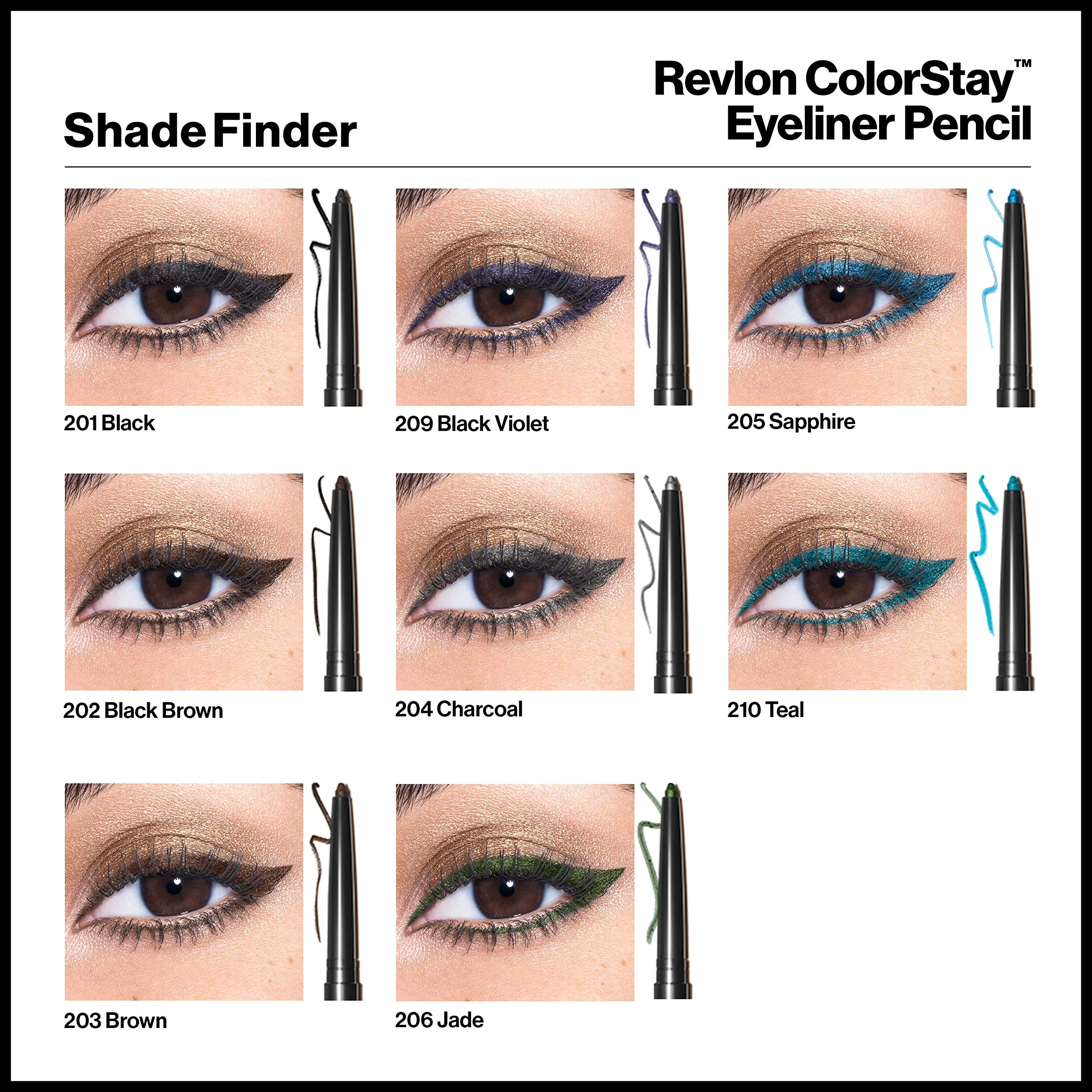 Pencil Eyeliner by Revlon, ColorStay Eye Makeup with Built-in Sharpener, Waterproof, Smudgeproof, Longwearing with Ultra-Fine Tip, Black Brown, 0.01 Oz