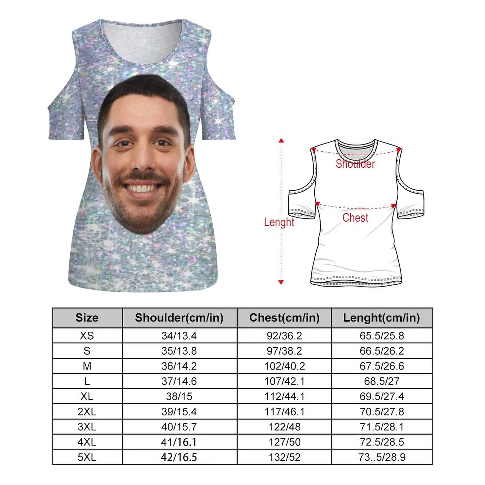 Personalized My Face on A Shirt Galaxy Off The Shoulder Round Neck Short Sleeve Top