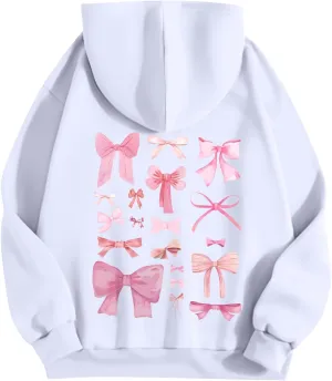 Pink Palm Puff Hoodie Preppy Y2k Hoodie Cute Graphic Hoodies for Teen Girls Oversized Clothes