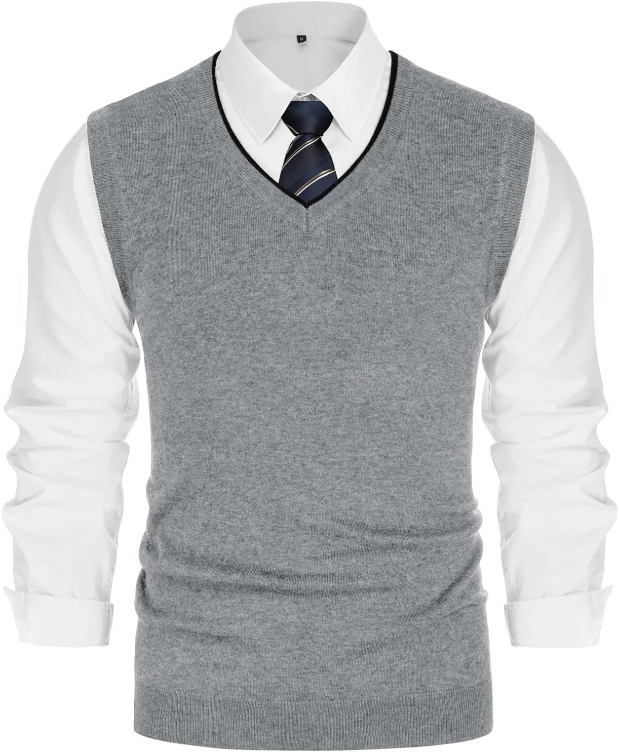 PJ PAUL JONES Mens Sweater Vest Wool Blended Knitted Vest Sweaters V-Neck Sleeveless Pullover Vests