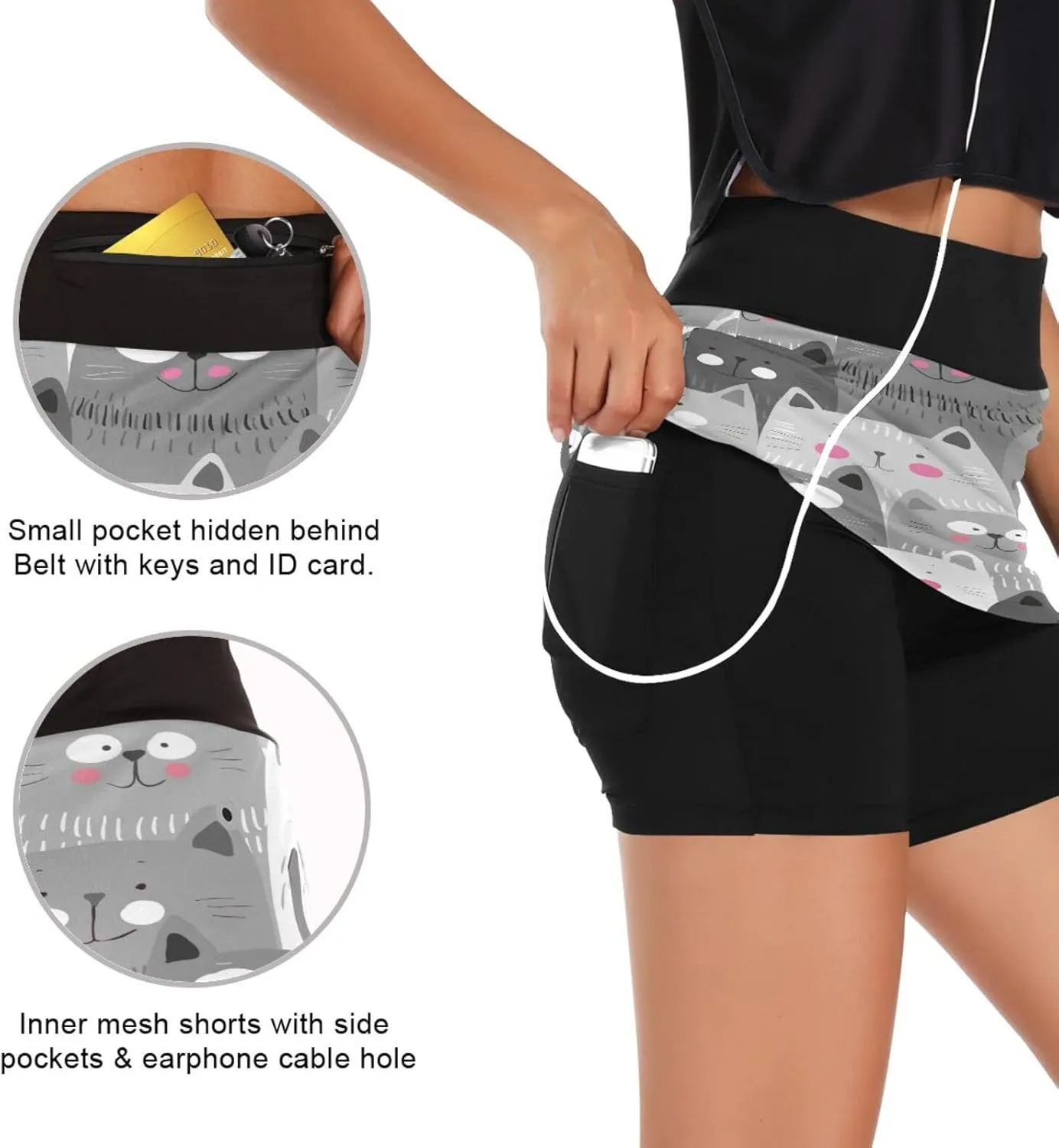 Plaaee Athletic Tennis Golf Skorts Skirts Dogs Prints Women Workout Sports Skirts S