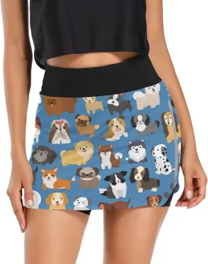 Plaaee Athletic Tennis Golf Skorts Skirts Dogs Prints Women Workout Sports Skirts S