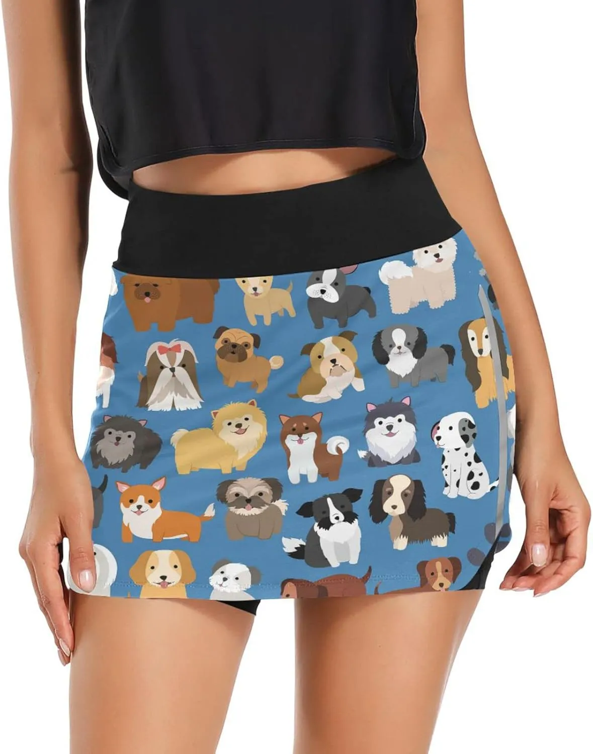 Plaaee Athletic Tennis Golf Skorts Skirts Dogs Prints Women Workout Sports Skirts S