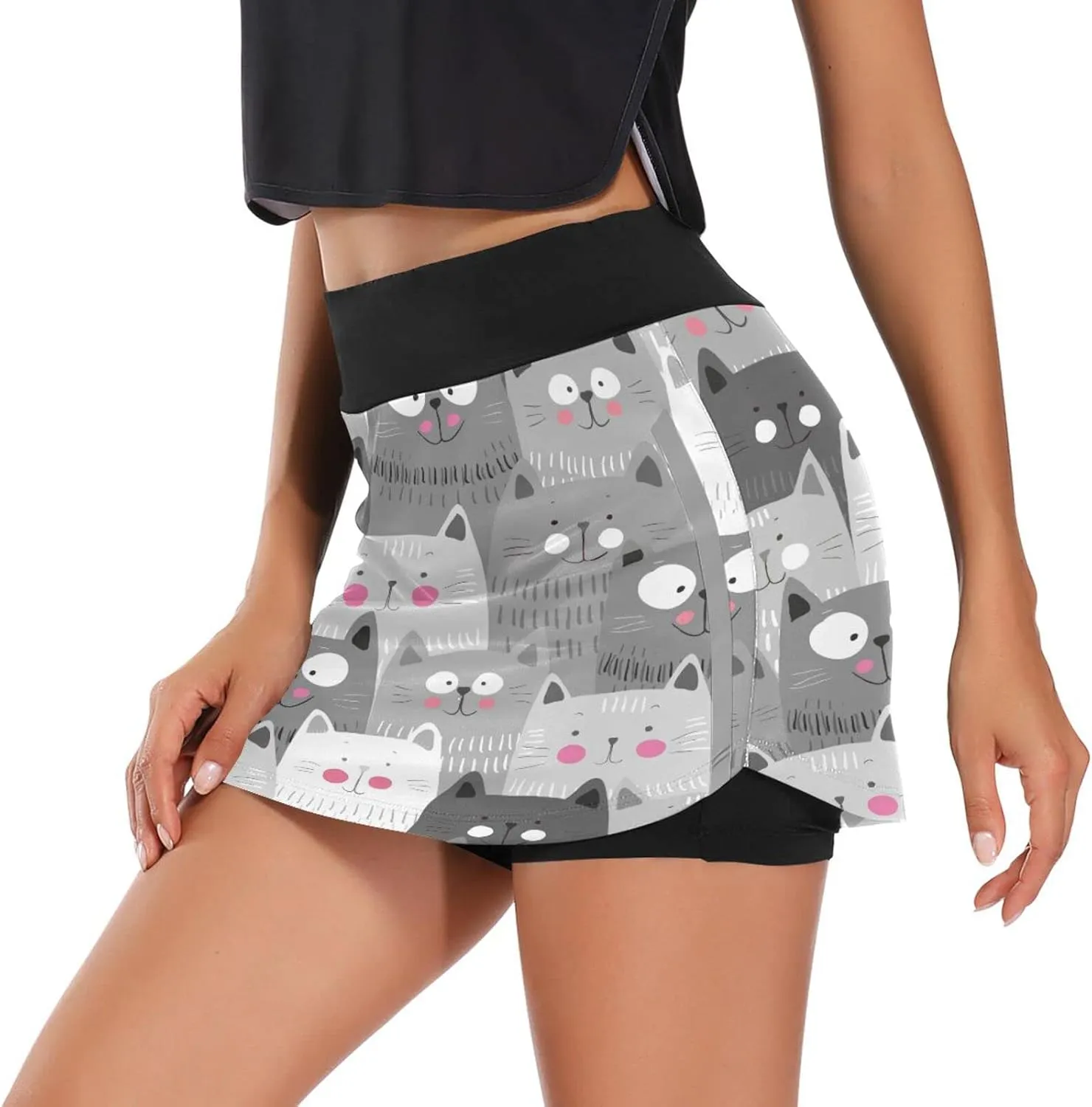 Plaaee Athletic Tennis Golf Skorts Skirts Dogs Prints Women Workout Sports Skirts S