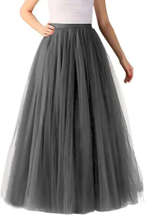 Pleated Tulle Skirts for Women Midi Length Womens Pleated Princess Mesh Skirt Adult Dark Purple Tulle Skirt for