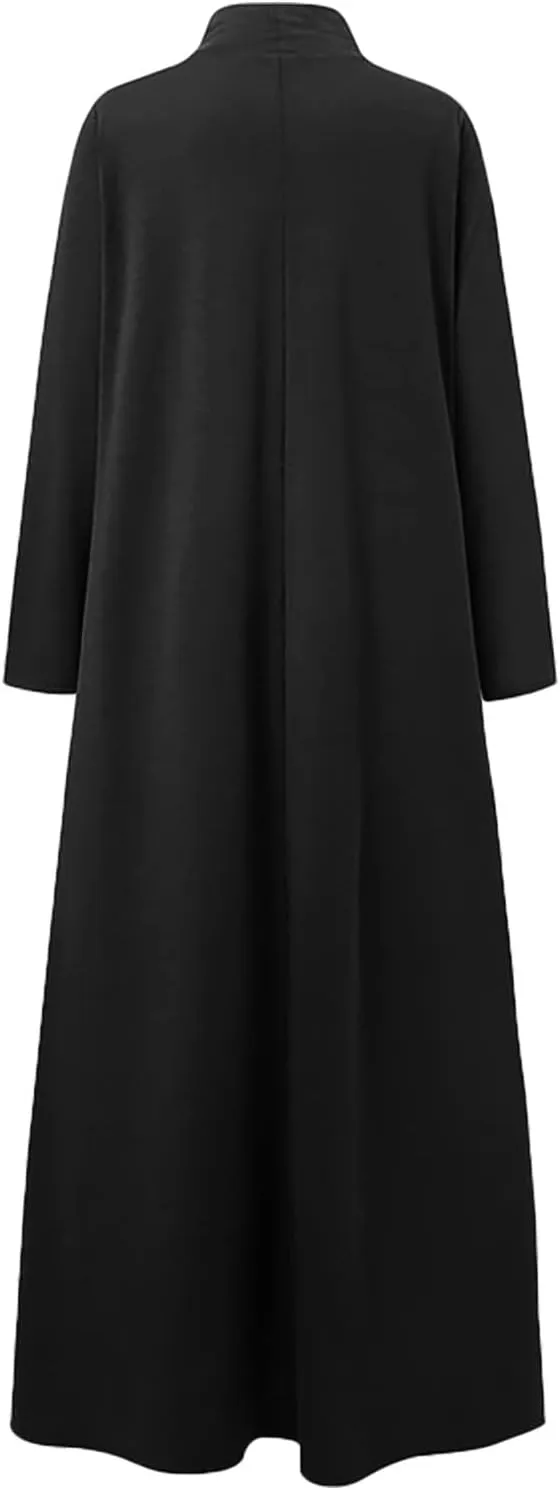 Plus Size Dresses for Women Formal Sexy Long Sleeve High Neck Ruffle Swing Maxi Dress Casual Solid Fall Winter Dress