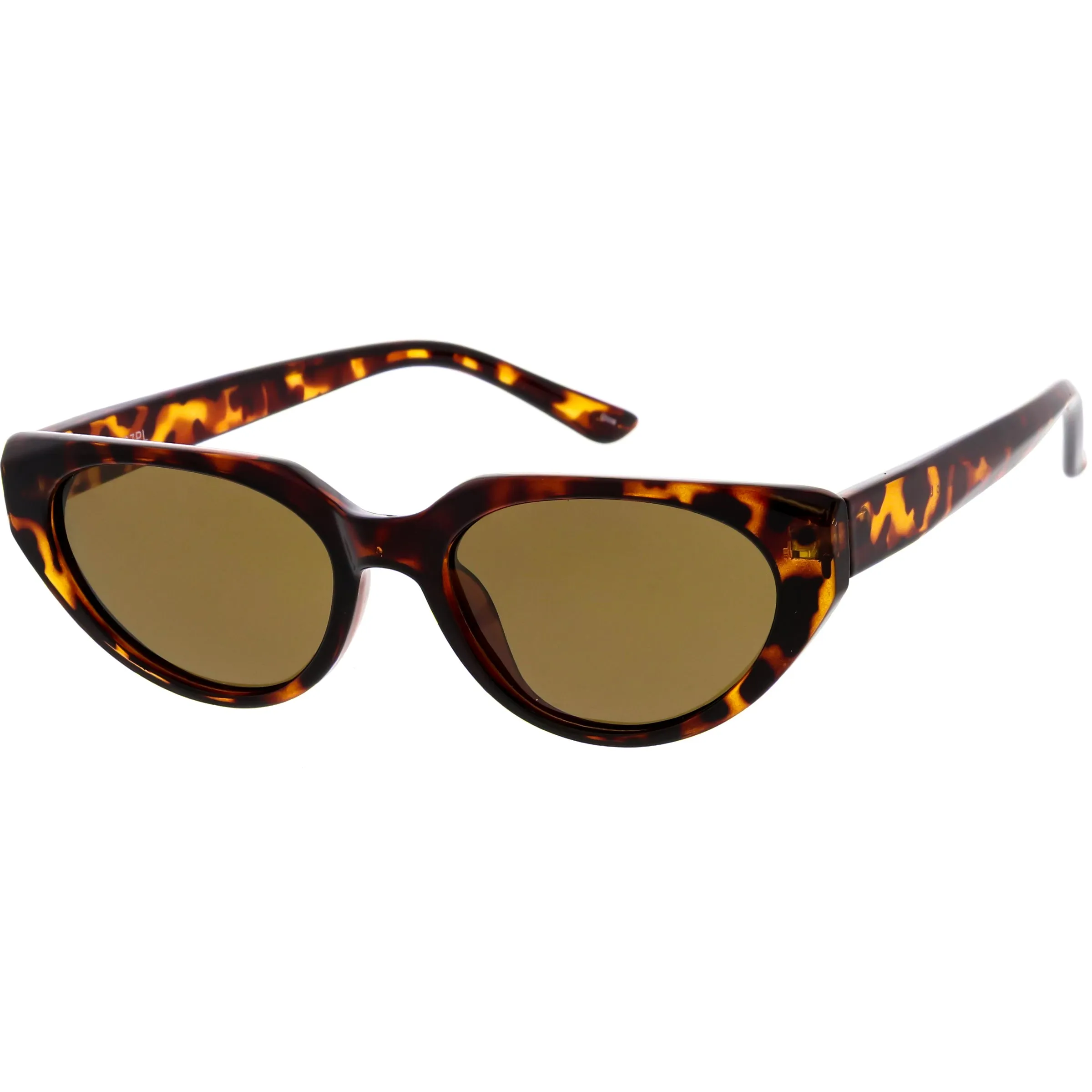 Polarized Neutral Colored Oval Lens Wide Arms Cat Eye Sunglasses C928