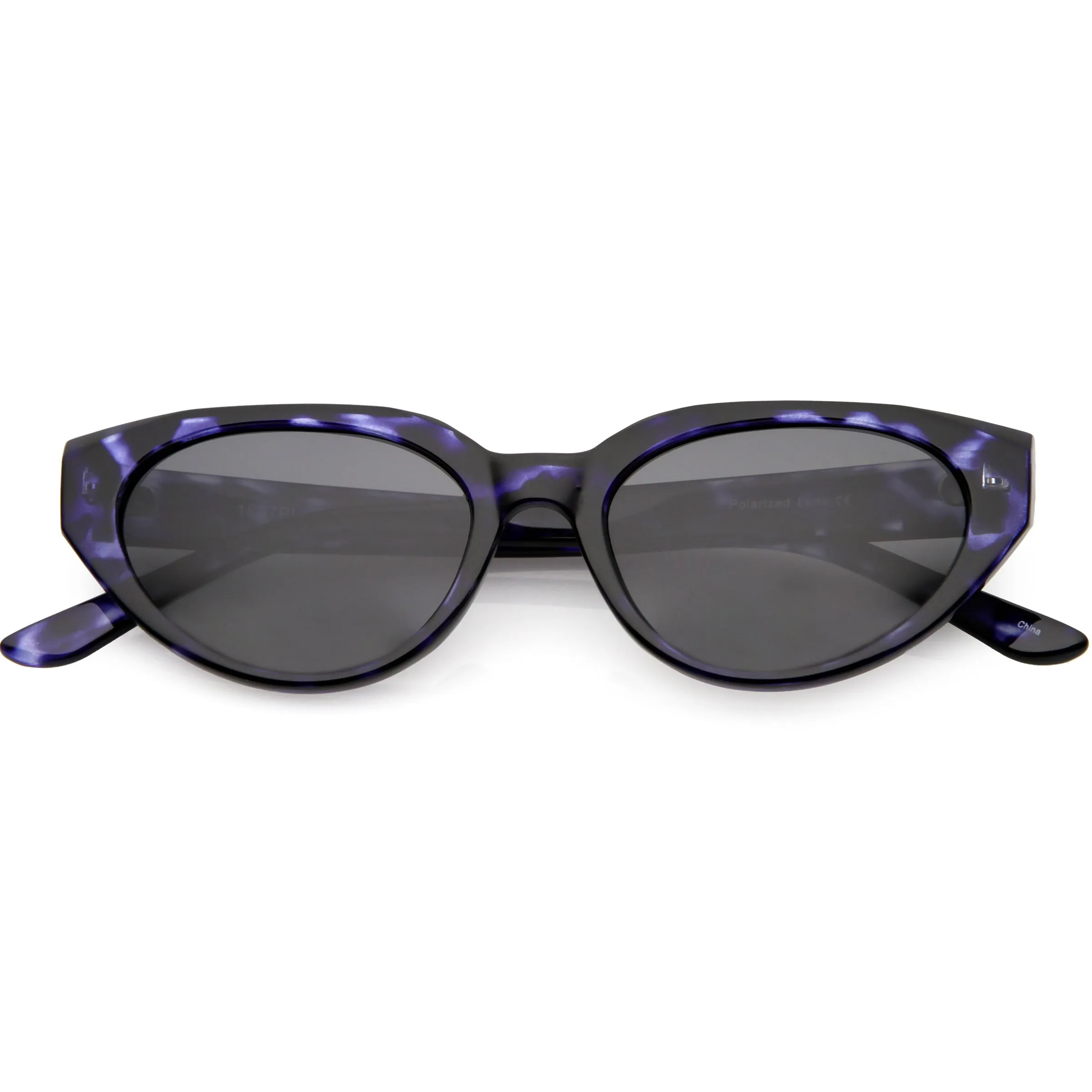 Polarized Neutral Colored Oval Lens Wide Arms Cat Eye Sunglasses C928